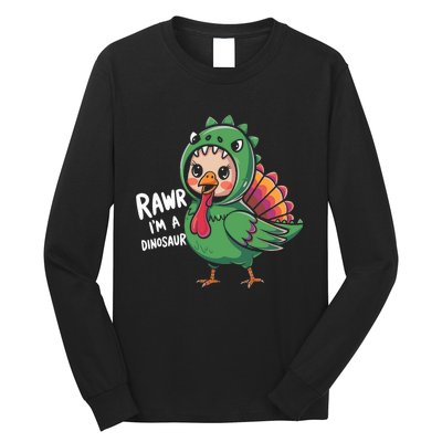 Thanksgiving Dinosaur Turkey Rawr IM A Dinosaur Long Sleeve Shirt