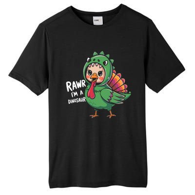 Thanksgiving Dinosaur Turkey Rawr IM A Dinosaur Tall Fusion ChromaSoft Performance T-Shirt