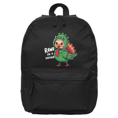 Thanksgiving Dinosaur Turkey Rawr IM A Dinosaur 16 in Basic Backpack