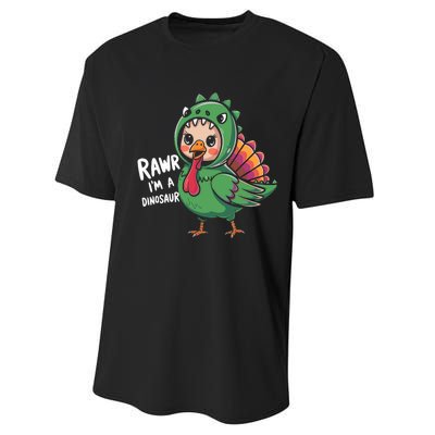 Thanksgiving Dinosaur Turkey Rawr IM A Dinosaur Performance Sprint T-Shirt