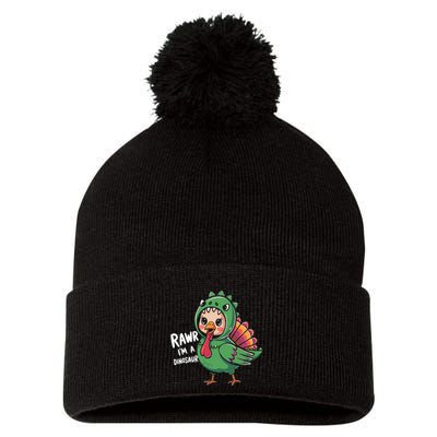Thanksgiving Dinosaur Turkey Rawr IM A Dinosaur Pom Pom 12in Knit Beanie