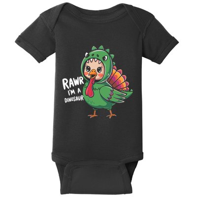 Thanksgiving Dinosaur Turkey Rawr IM A Dinosaur Baby Bodysuit