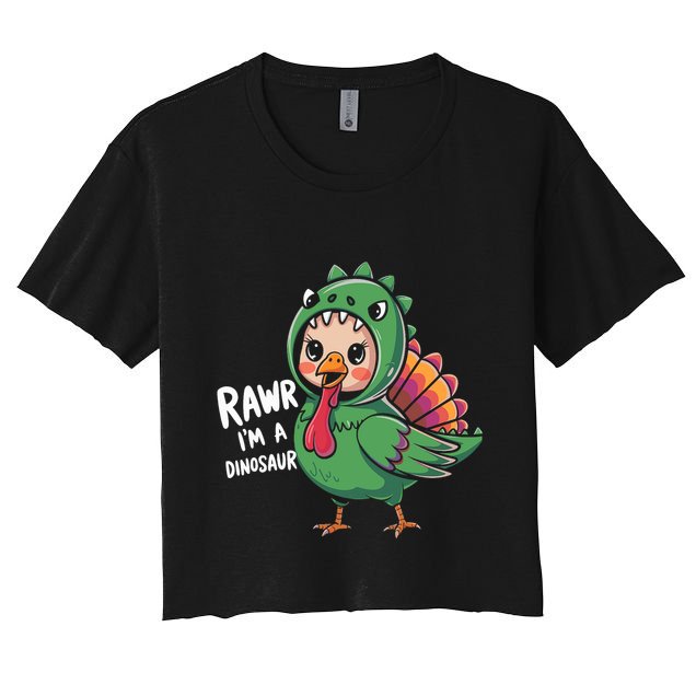 Thanksgiving Dinosaur Turkey Rawr IM A Dinosaur Crop Top