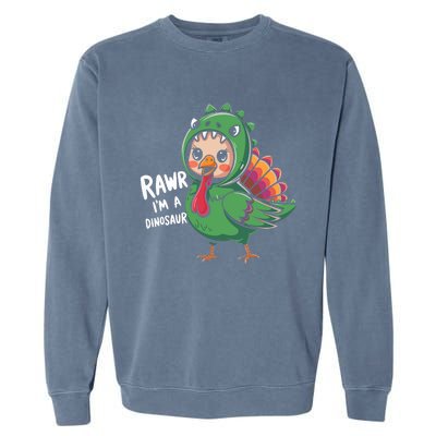 Thanksgiving Dinosaur Turkey Rawr IM A Dinosaur Garment-Dyed Sweatshirt