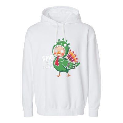 Thanksgiving Dinosaur Turkey Rawr IM A Dinosaur Garment-Dyed Fleece Hoodie