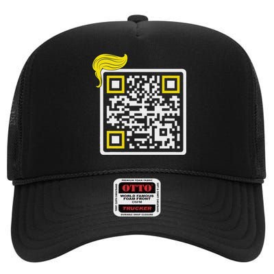 Trump Dance Troll Qr Funny President Trump Dance Code Back High Crown Mesh Back Trucker Hat