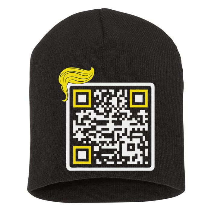 Trump Dance Troll Qr Funny President Trump Dance Code Back Short Acrylic Beanie