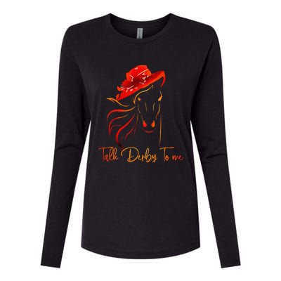 Talk Derby To Me Horse Racing Womens Cotton Relaxed Long Sleeve T-Shirt