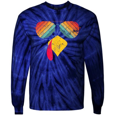 Thanksgiving Dinner Turkey Face Turkey Lover Tie-Dye Long Sleeve Shirt