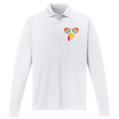 Thanksgiving Dinner Turkey Face Turkey Lover Performance Long Sleeve Polo