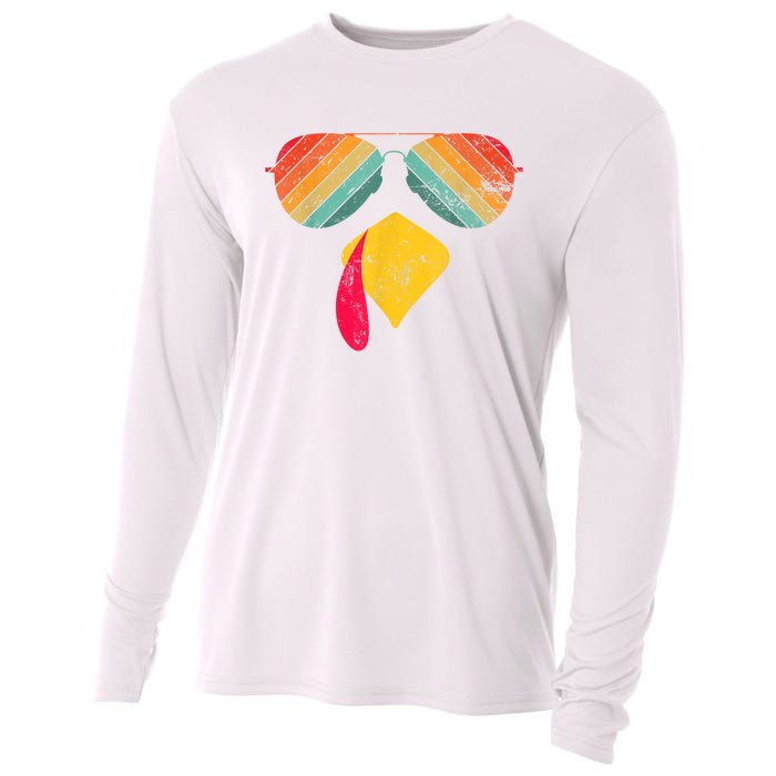 Thanksgiving Dinner Turkey Face Turkey Lover Cooling Performance Long Sleeve Crew