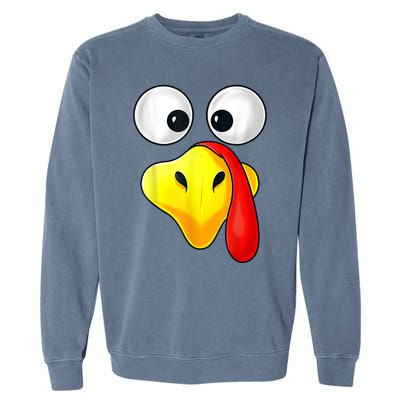 Thanksgiving Day Turkey Face Funny Garment-Dyed Sweatshirt