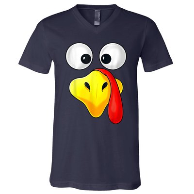 Thanksgiving Day Turkey Face Funny V-Neck T-Shirt