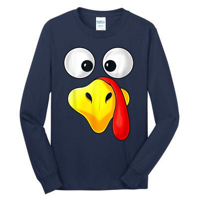 Thanksgiving Day Turkey Face Funny Tall Long Sleeve T-Shirt