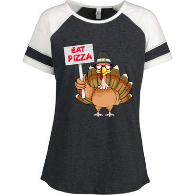 Thanksgiving Day Turkey Eat Pizza Instead Sign Funny Enza Ladies Jersey Colorblock Tee