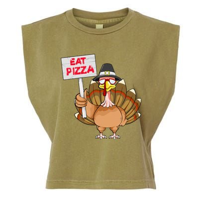 Thanksgiving Day Turkey Eat Pizza Instead Sign Funny Garment-Dyed Women's Muscle Tee