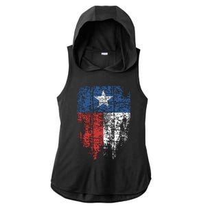 Texas Distressed Texas State Flag Ladies PosiCharge Tri-Blend Wicking Draft Hoodie Tank