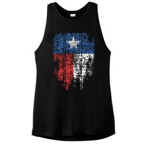 Texas Distressed Texas State Flag Ladies PosiCharge Tri-Blend Wicking Tank