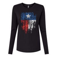 Texas Distressed Texas State Flag Womens Cotton Relaxed Long Sleeve T-Shirt