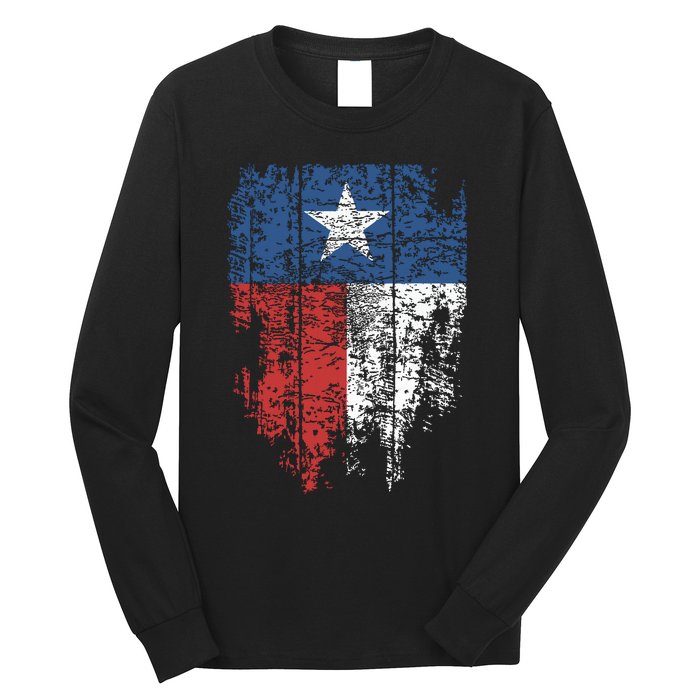 Texas Distressed Texas State Flag Long Sleeve Shirt