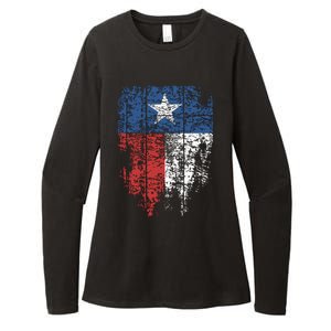 Texas Distressed Texas State Flag Womens CVC Long Sleeve Shirt