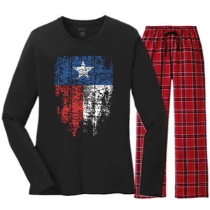 Texas Distressed Texas State Flag Women's Long Sleeve Flannel Pajama Set 