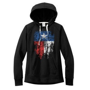 Texas Distressed Texas State Flag Women's Fleece Hoodie