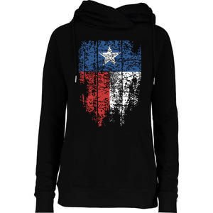 Texas Distressed Texas State Flag Womens Funnel Neck Pullover Hood