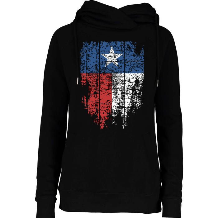 Texas Distressed Texas State Flag Womens Funnel Neck Pullover Hood