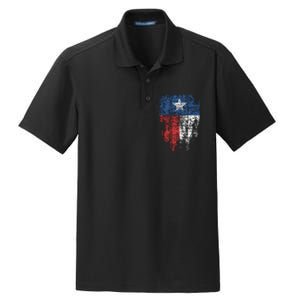 Texas Distressed Texas State Flag Dry Zone Grid Polo