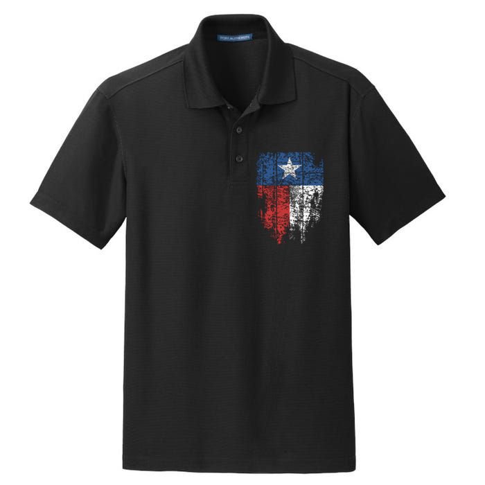 Texas Distressed Texas State Flag Dry Zone Grid Polo