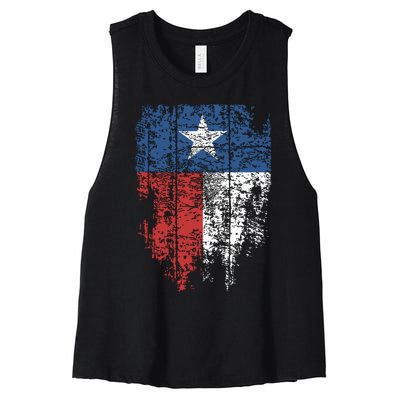 Texas Distressed Texas State Flag Women's Racerback Cropped Tank