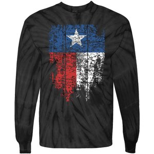 Texas Distressed Texas State Flag Tie-Dye Long Sleeve Shirt