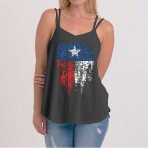 Texas Distressed Texas State Flag Women's Strappy Tank