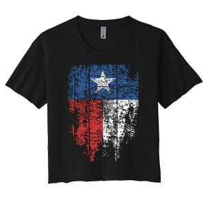 Texas Distressed Texas State Flag Women's Crop Top Tee