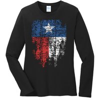 Texas Distressed Texas State Flag Ladies Long Sleeve Shirt