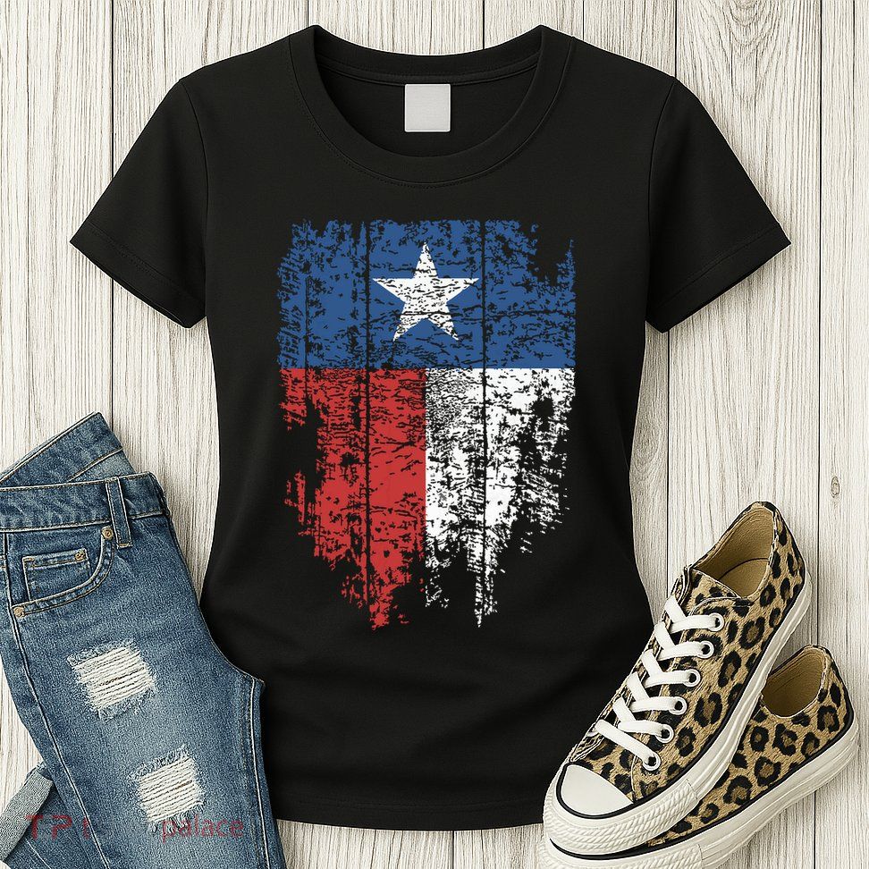 Texas Distressed Texas State Flag Womens T-Shirt