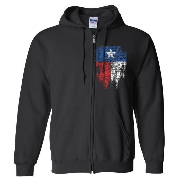 Texas Distressed Texas State Flag Full Zip Hoodie