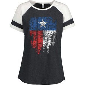 Texas Distressed Texas State Flag Enza Ladies Jersey Colorblock Tee