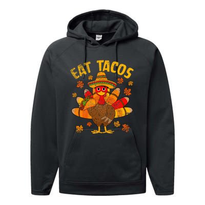 Thanksgiving Day Turkey Eat Tacos Mexican Sombrero Funny Performance Fleece Hoodie