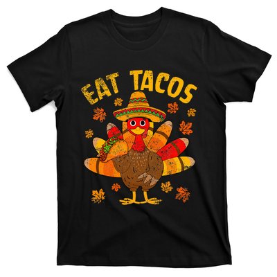 Thanksgiving Day Turkey Eat Tacos Mexican Sombrero Funny T-Shirt