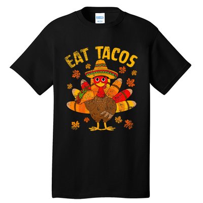 Thanksgiving Day Turkey Eat Tacos Mexican Sombrero Funny Tall T-Shirt