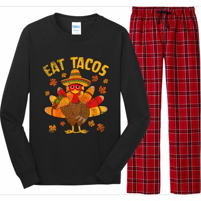 Thanksgiving Day Turkey Eat Tacos Mexican Sombrero Funny Long Sleeve Pajama Set