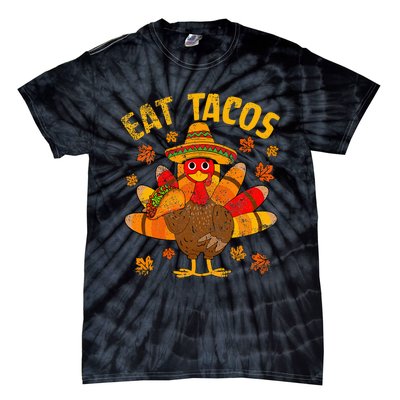 Thanksgiving Day Turkey Eat Tacos Mexican Sombrero Funny Tie-Dye T-Shirt