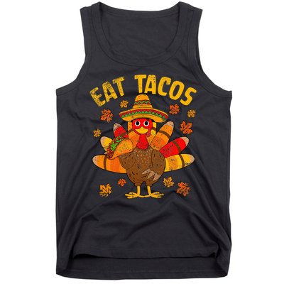 Thanksgiving Day Turkey Eat Tacos Mexican Sombrero Funny Tank Top