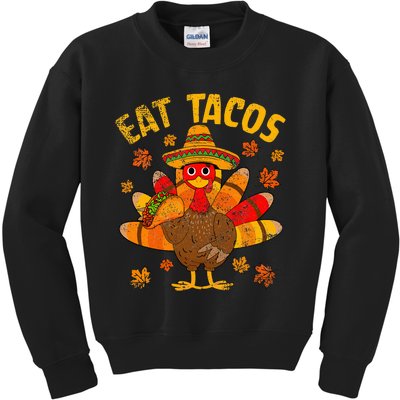 Thanksgiving Day Turkey Eat Tacos Mexican Sombrero Funny Kids Sweatshirt