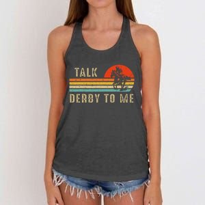 Talk Derby To Me Funny Horse Racing Lover Day Women's Knotted Racerback Tank