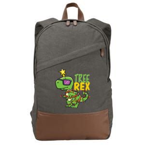 Trex Dinosaur Tyrannosaurus Tree Rex Christmas Tree Gift Cotton Canvas Backpack