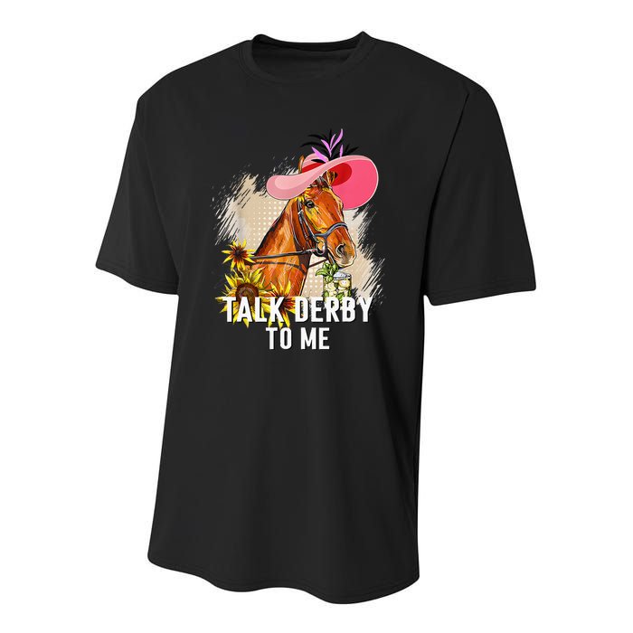 Talk Derby To Me Horse Racing Derby Day Youth Performance Sprint T-Shirt