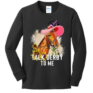 Talk Derby To Me Horse Racing Derby Day Kids Long Sleeve Shirt